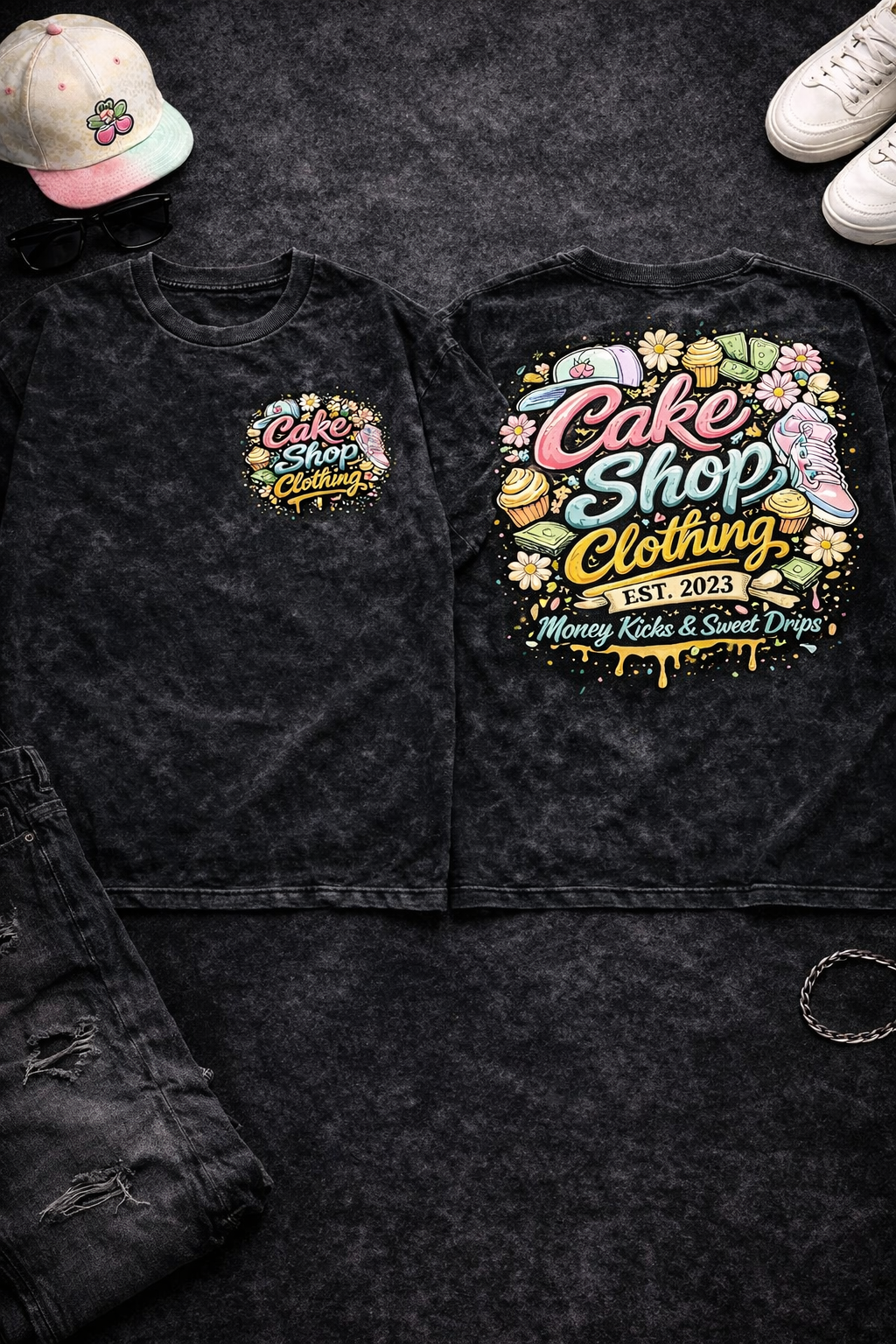 Black mineral washed box t-shirt ￼